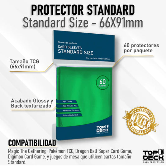 Protectores Esenciales | TOPDECK Standard 66x91mm color Verde